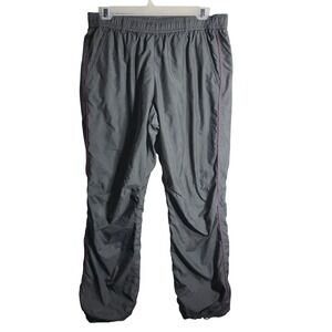 UNIQLO Track Pants Gray Purple Trim Elastic Waist Lined Athleisure Size M